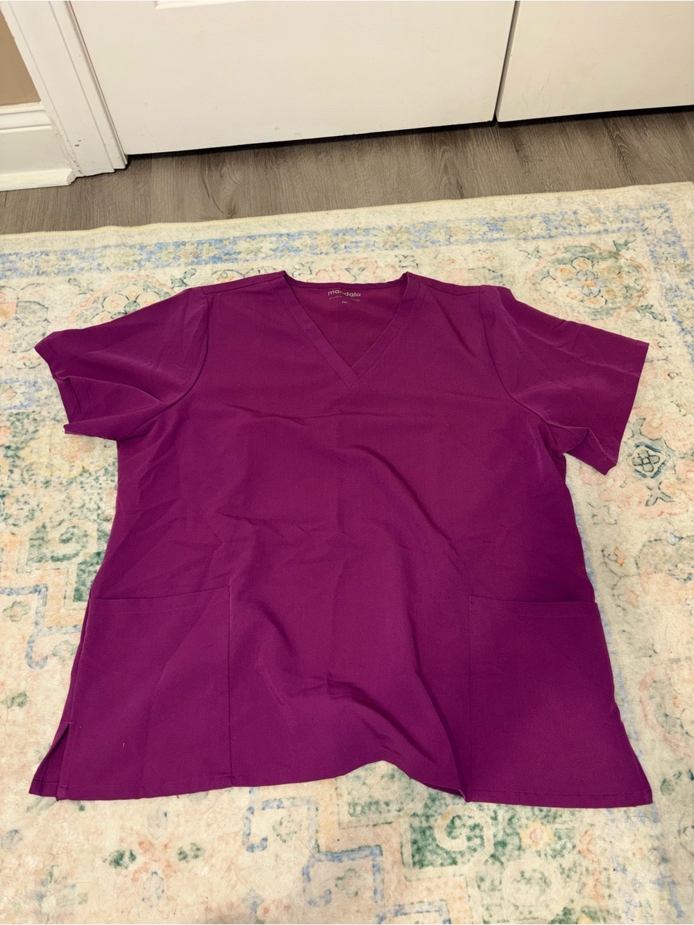 Mandala Purple women’s V-Neck Scrub Top